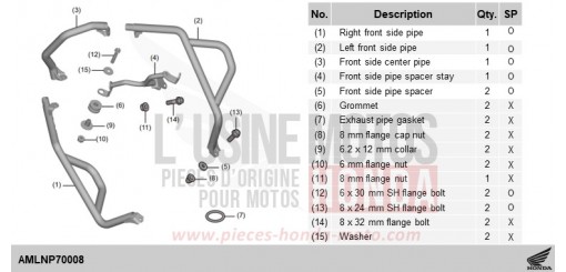 KIT,FR SIDE PIPE (L4) CRF1100D4R de 2024